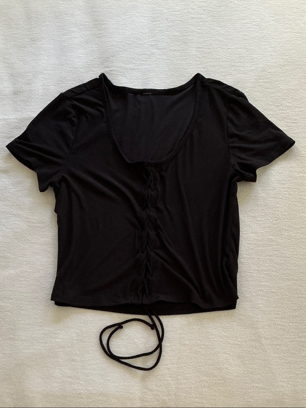 Wild Fable Black Ruched Tie-Front Crop Top
